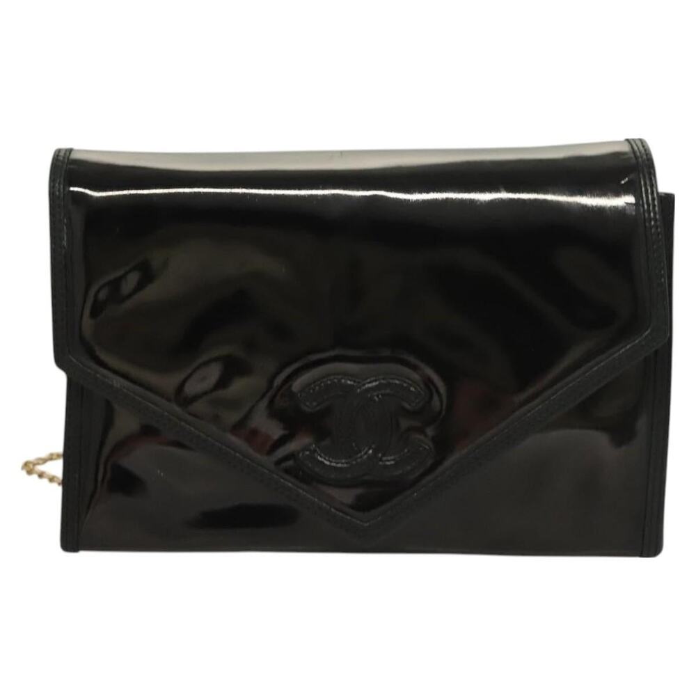 Chanel Enamel Chain Shoulder Bag Black